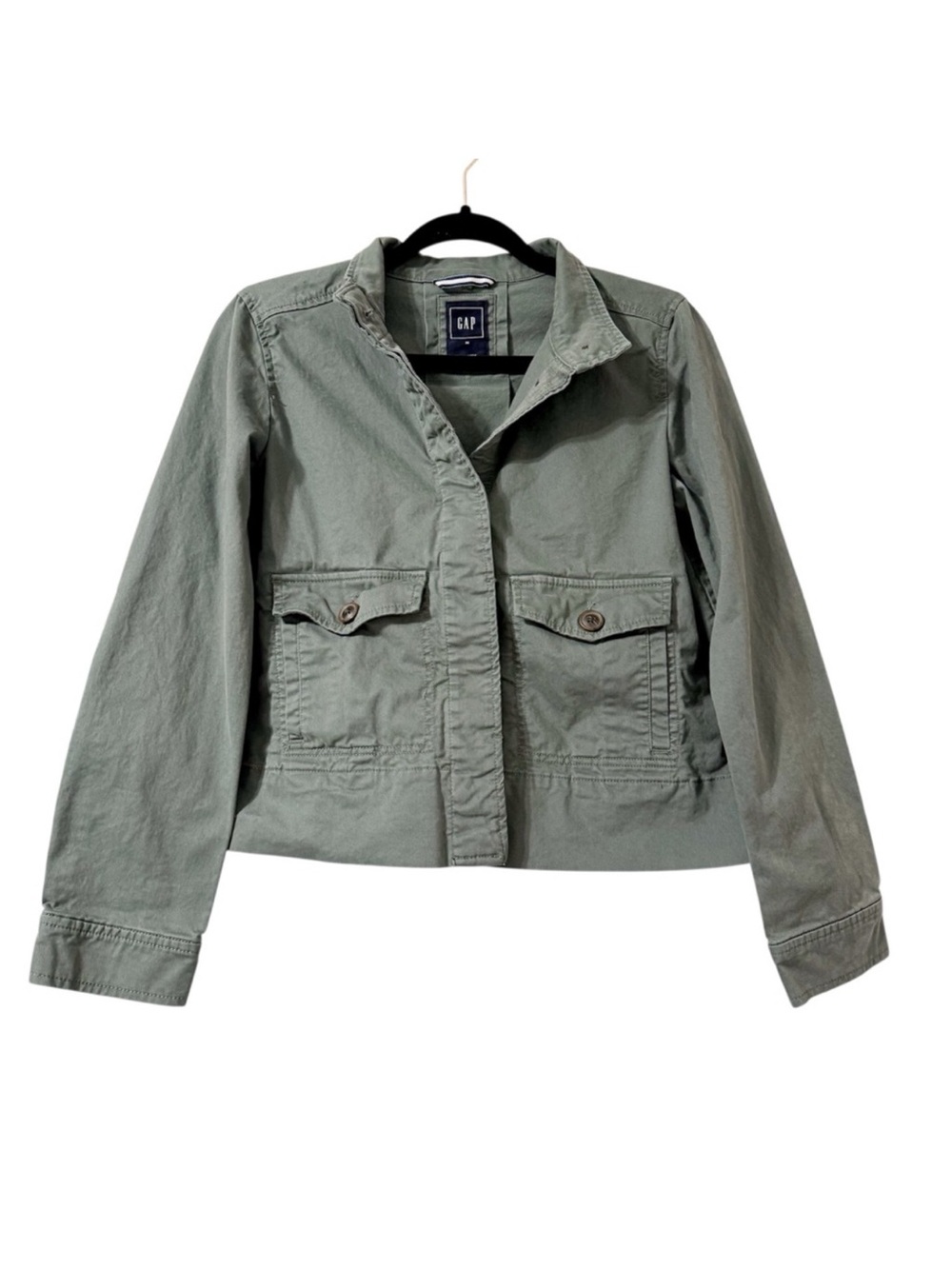 Gap Army Green Utility Swing Cropped Jacket Cotton Twill Size XS Military Fall